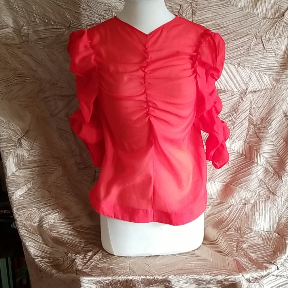 H&M sheer blouse red